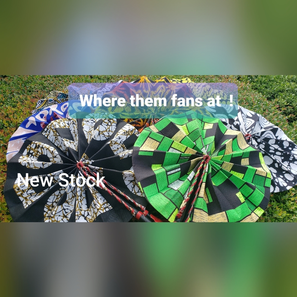 Colorful African Patterned Hand Fans - Picture 2 of 5